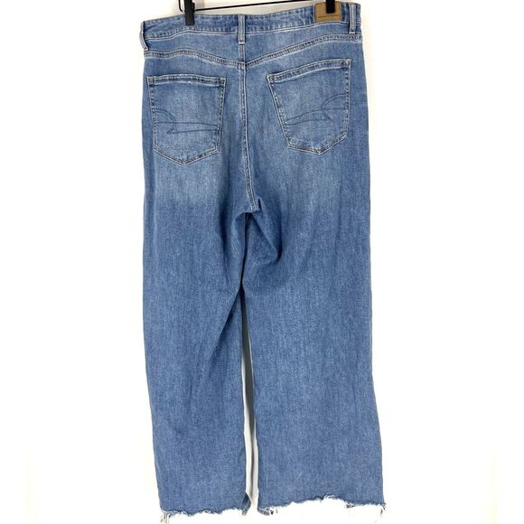 American Eagle Jeans Size 14 Womens Baggy Wide Leg Super High Rise Distressed - Picture 5 of 11